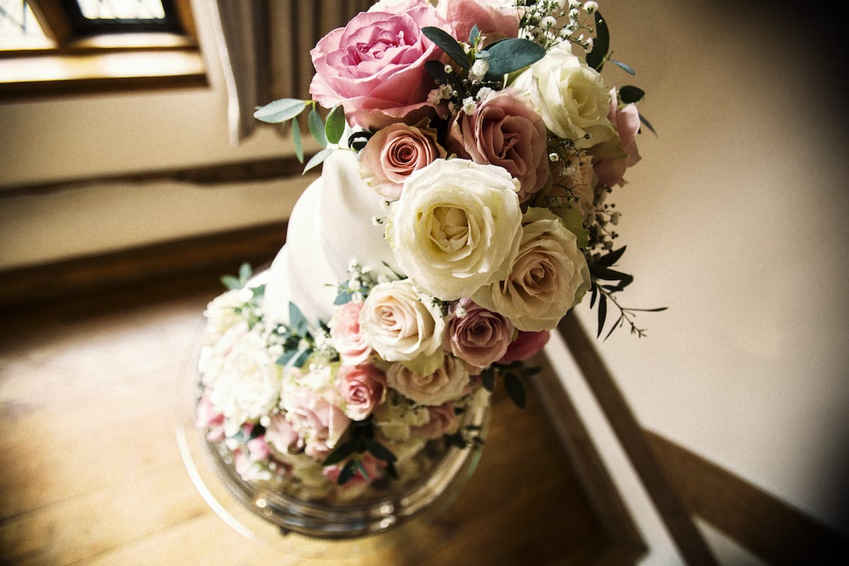 tiered floral wedding cake