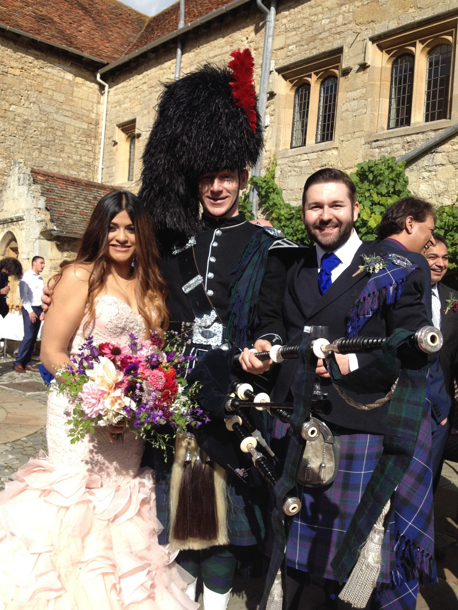 Scottish wedding piper