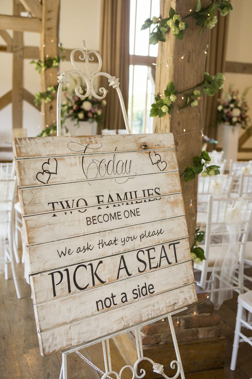 Rustic pick a seat sign