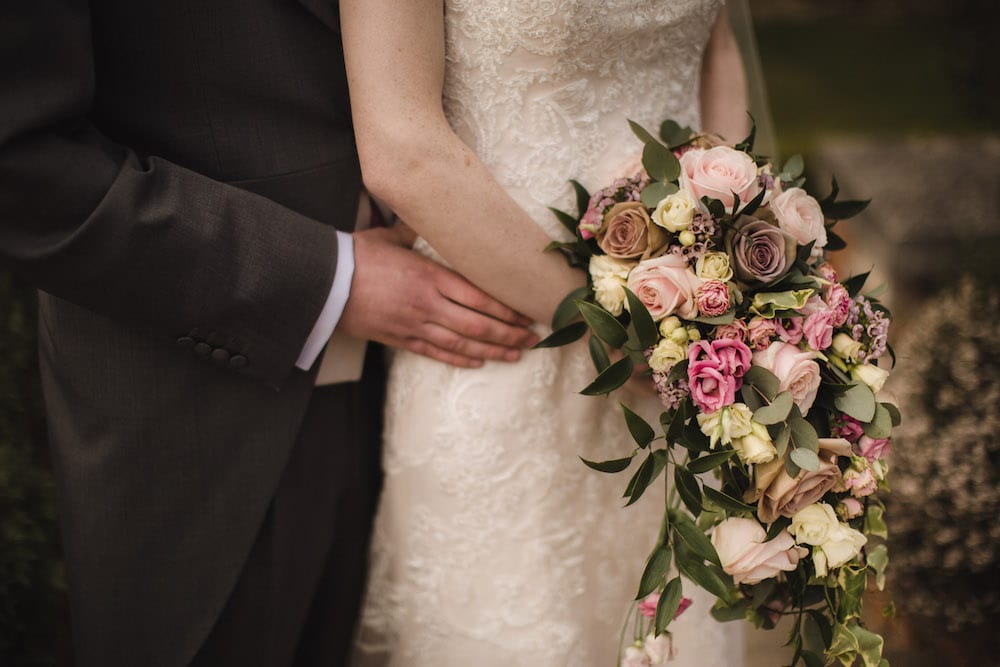 Spring wedding bouquet pink roses
