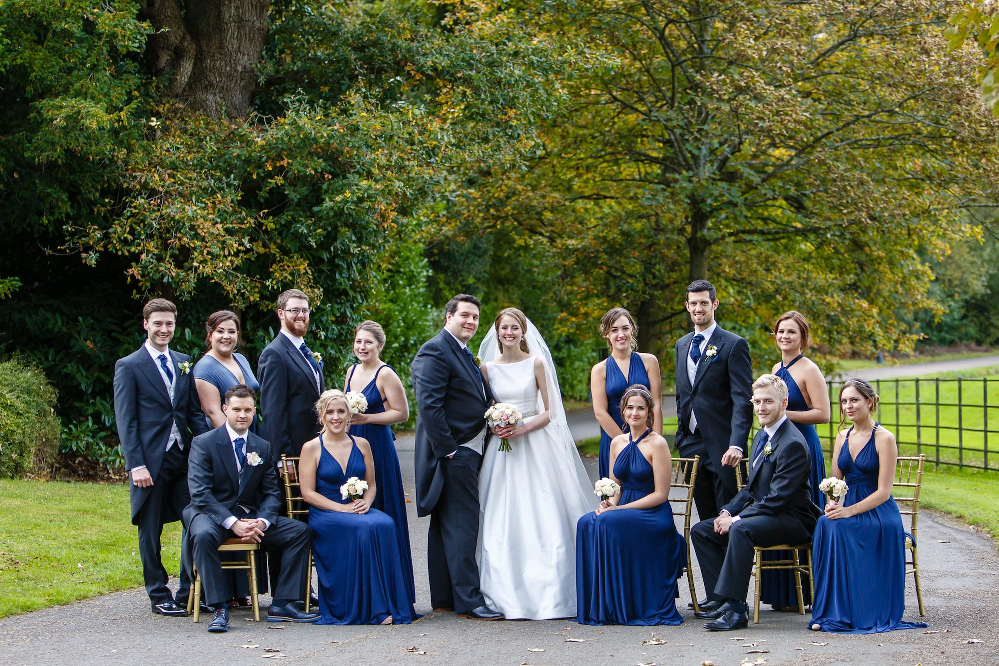 Botleys Mansion bridal party outdoor group photo