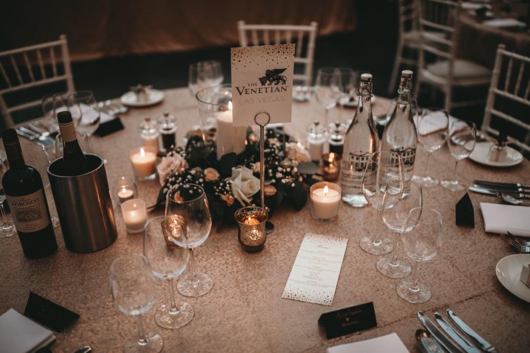 botleys mansion romantic copper wedding breakfast table centrepiece