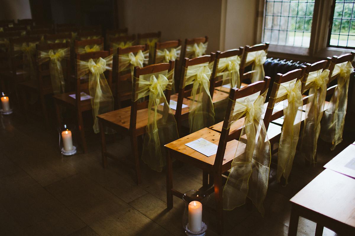 Notley Abbey yellow wedding ceremony room