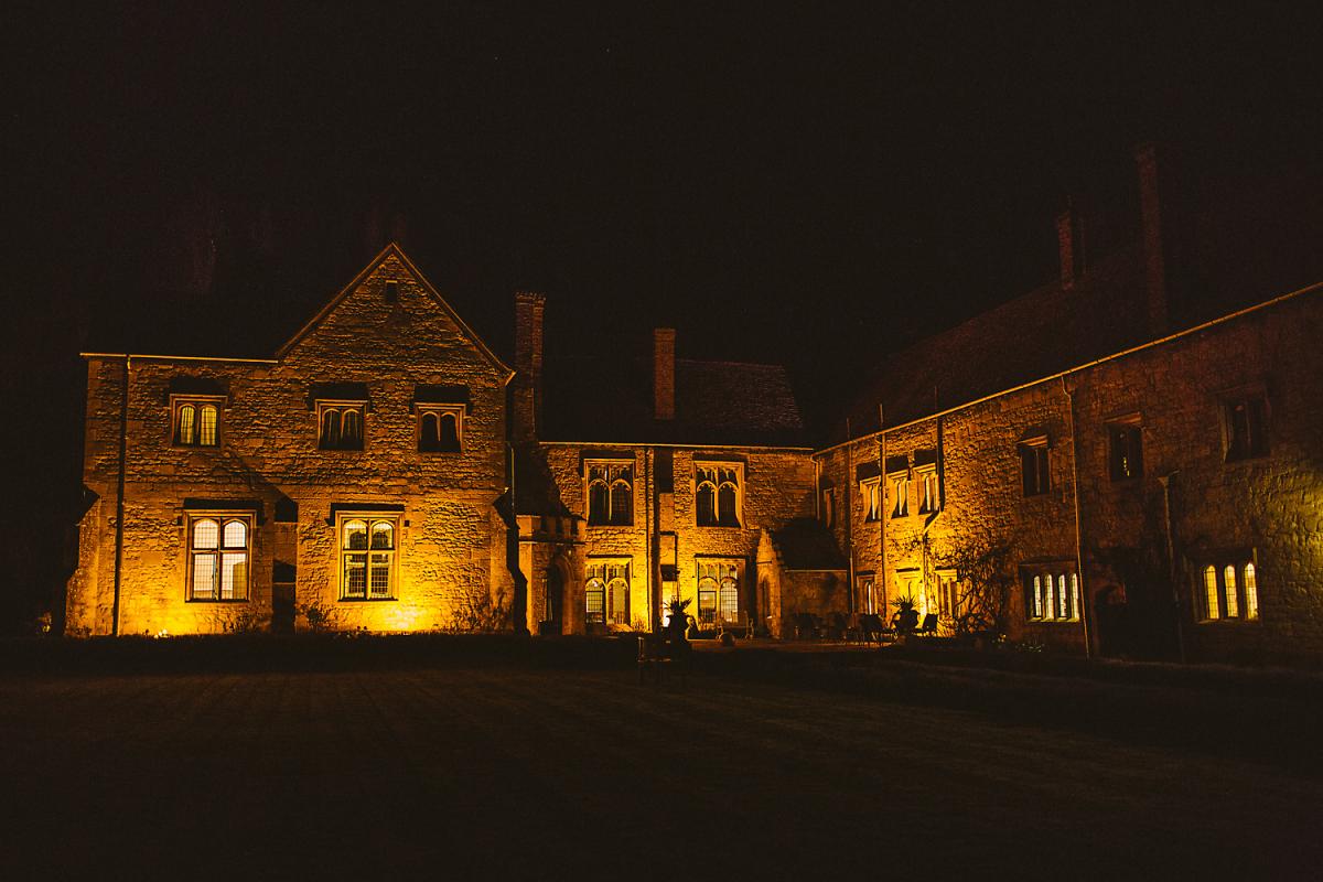 romantic lit evening shot at Notley Abbey