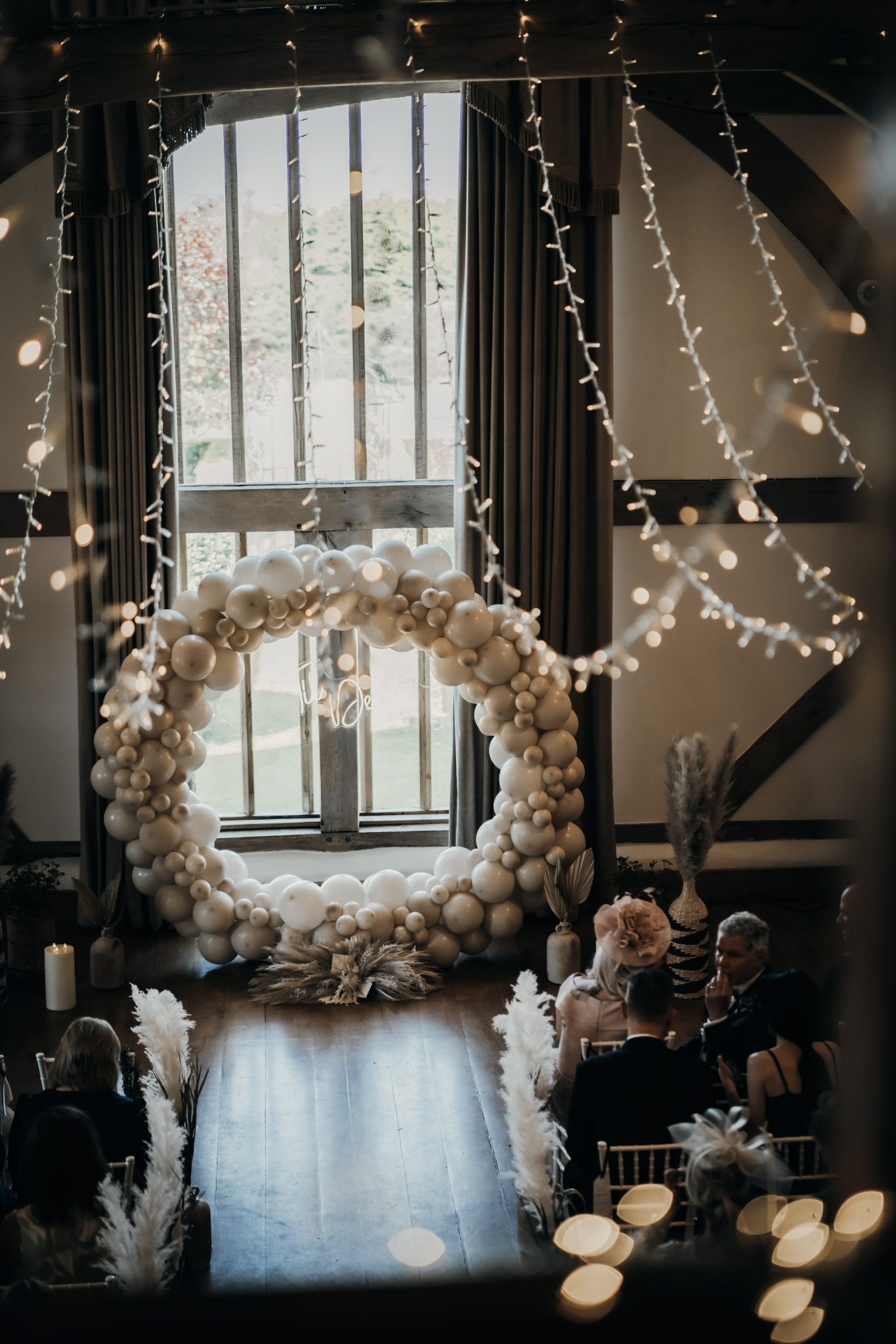 Cain Manor wedding balloon arch for civil ceremony