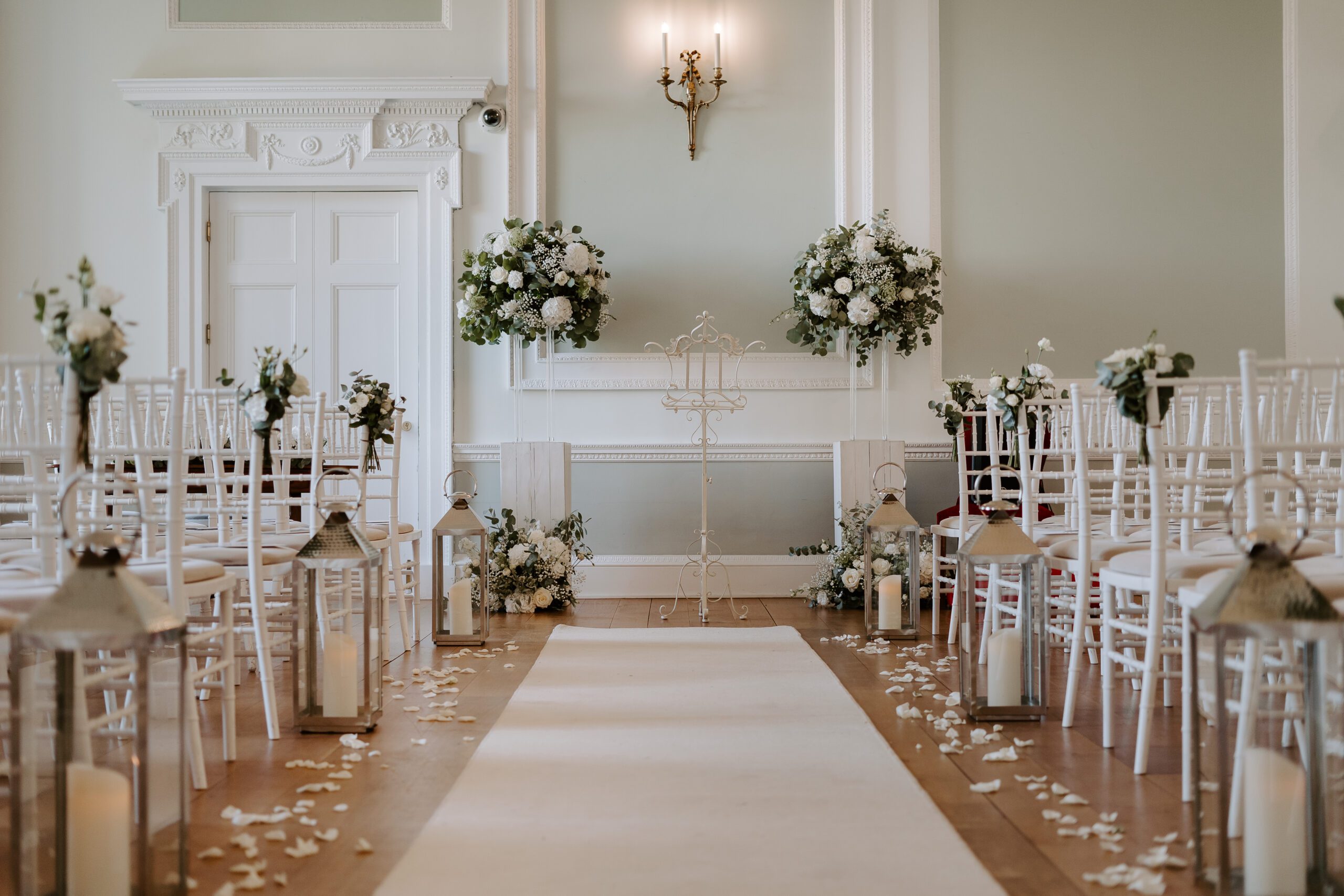 Ceremony decoration in Green Room at Botleys Mansion