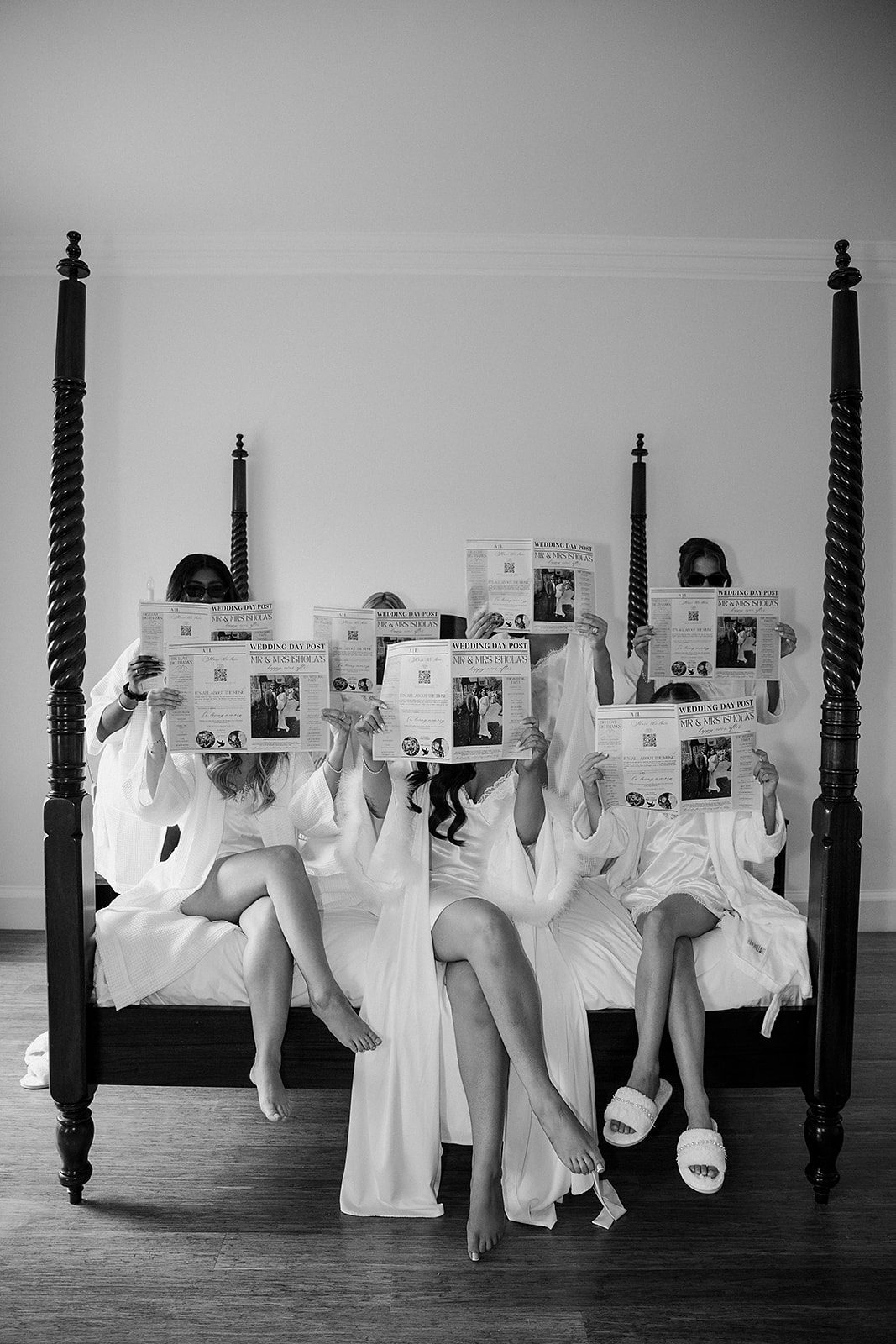 Wedding morning Botleys Mansion wedding newspaper trend