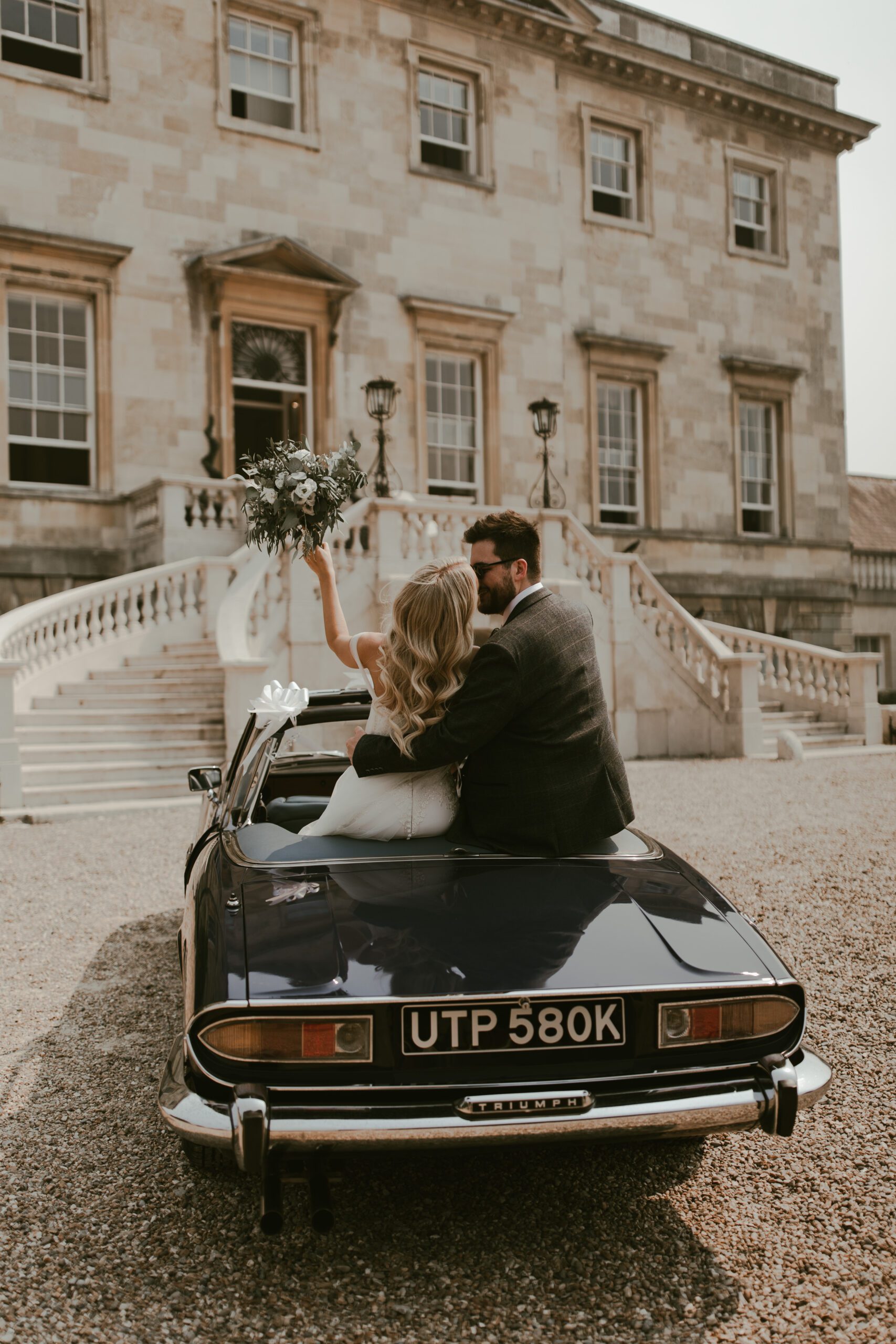 Wedding car outside Botleys Mansion near Hampshire