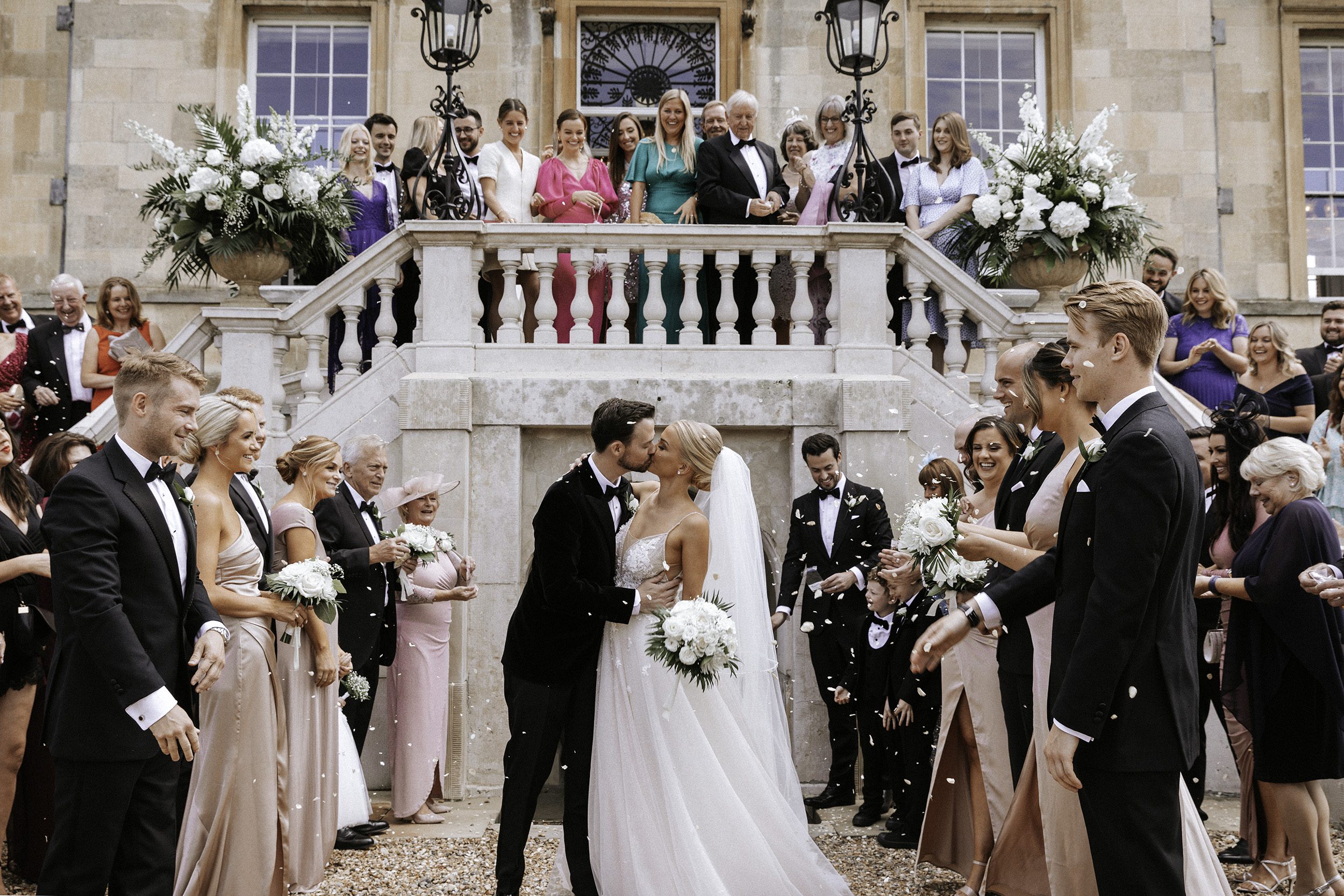 Bride and groom confetti shot
