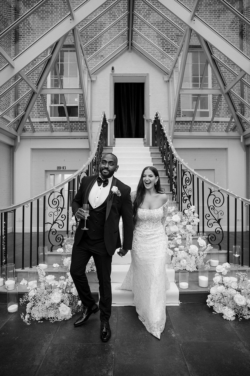 Grand staircase in Atrium at Botleys Mansion