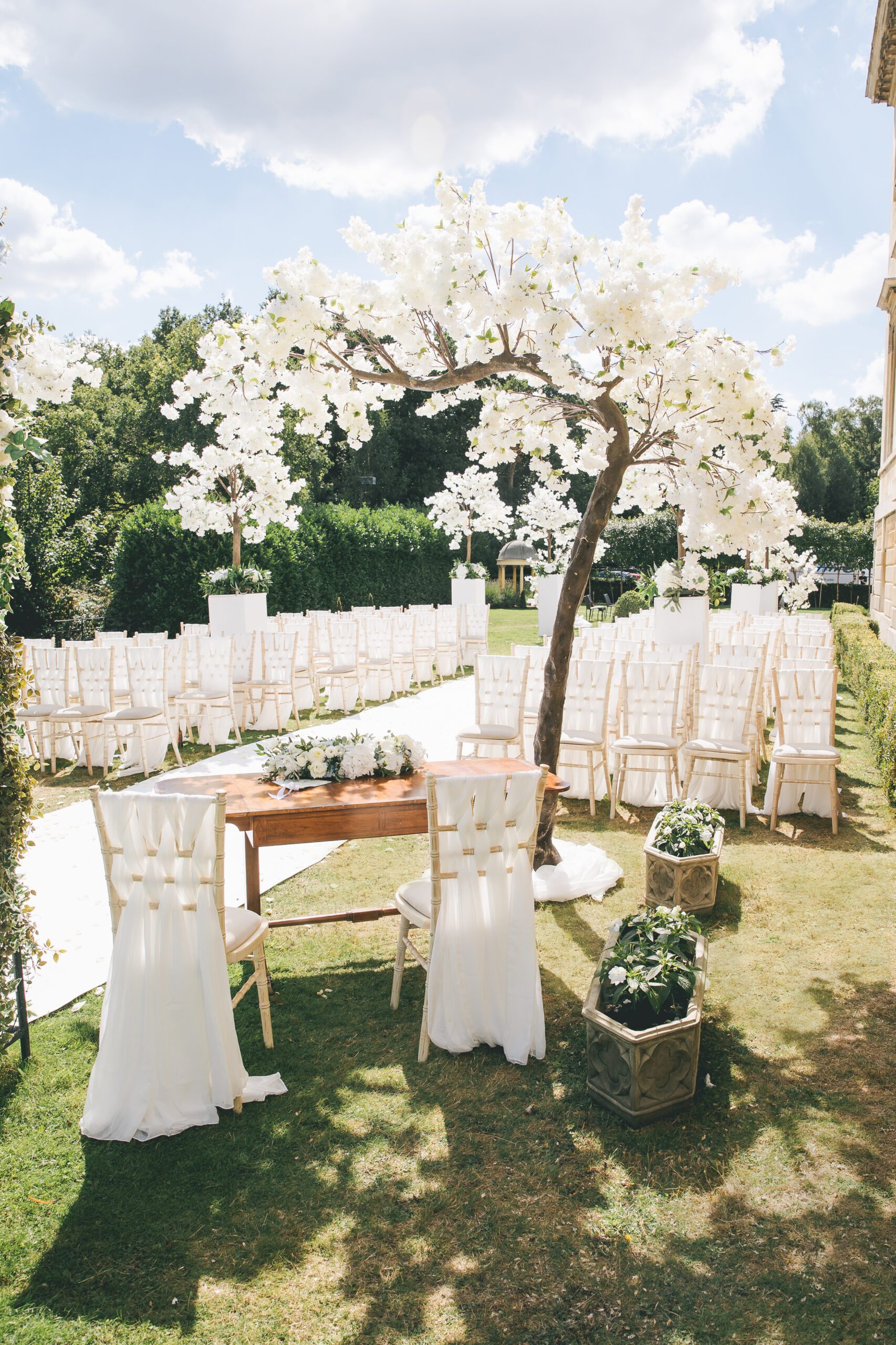 Outside ceremony at Botleys Mansion in Surrey