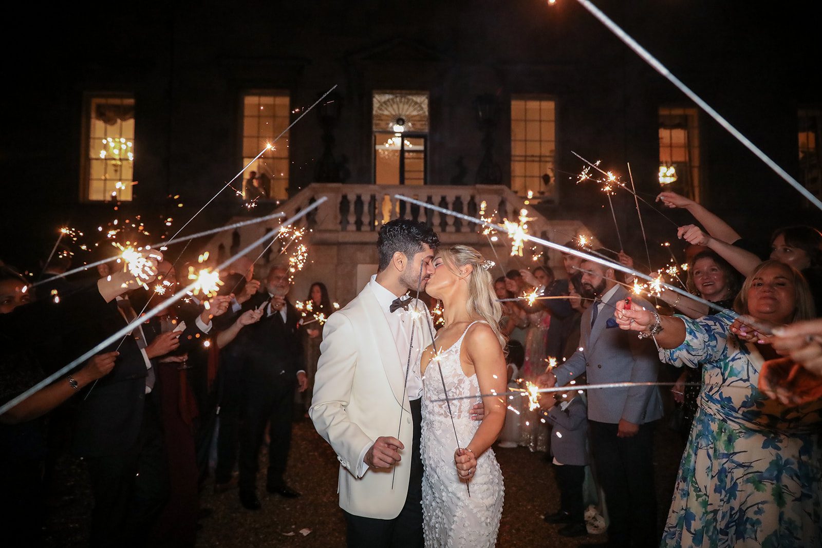 Sparkler send off at Botleys Mansion near Berkshire
