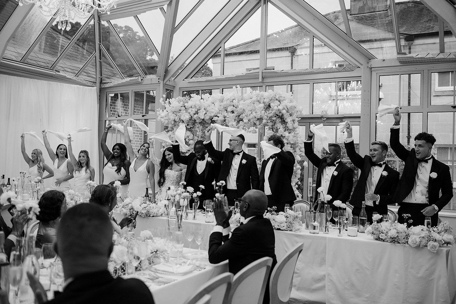 Napkin waving in the Atrium at Botleys Mansion