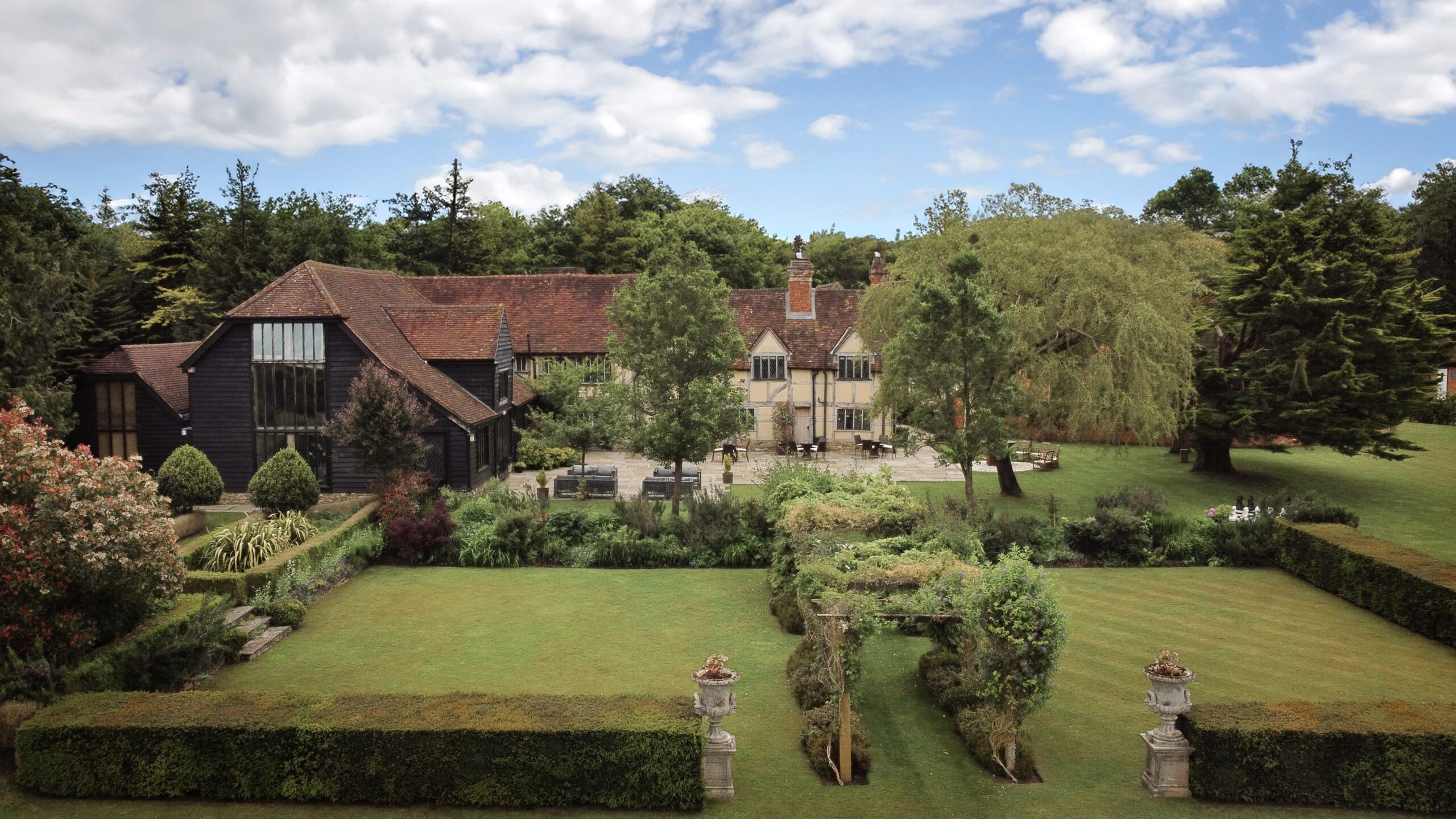 Barn wedding venue with garden views