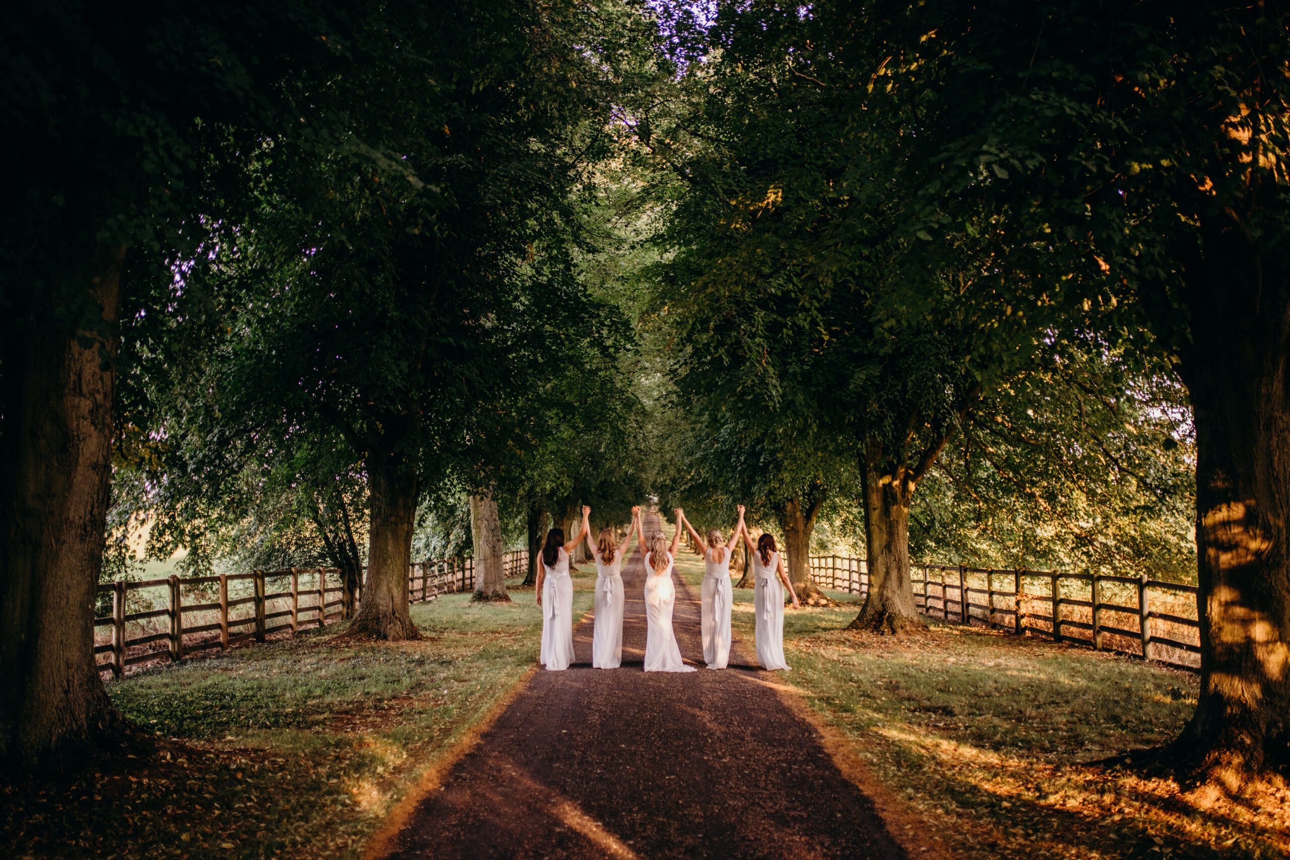 Bridal party at Notley Abbey in Buckinghamshire