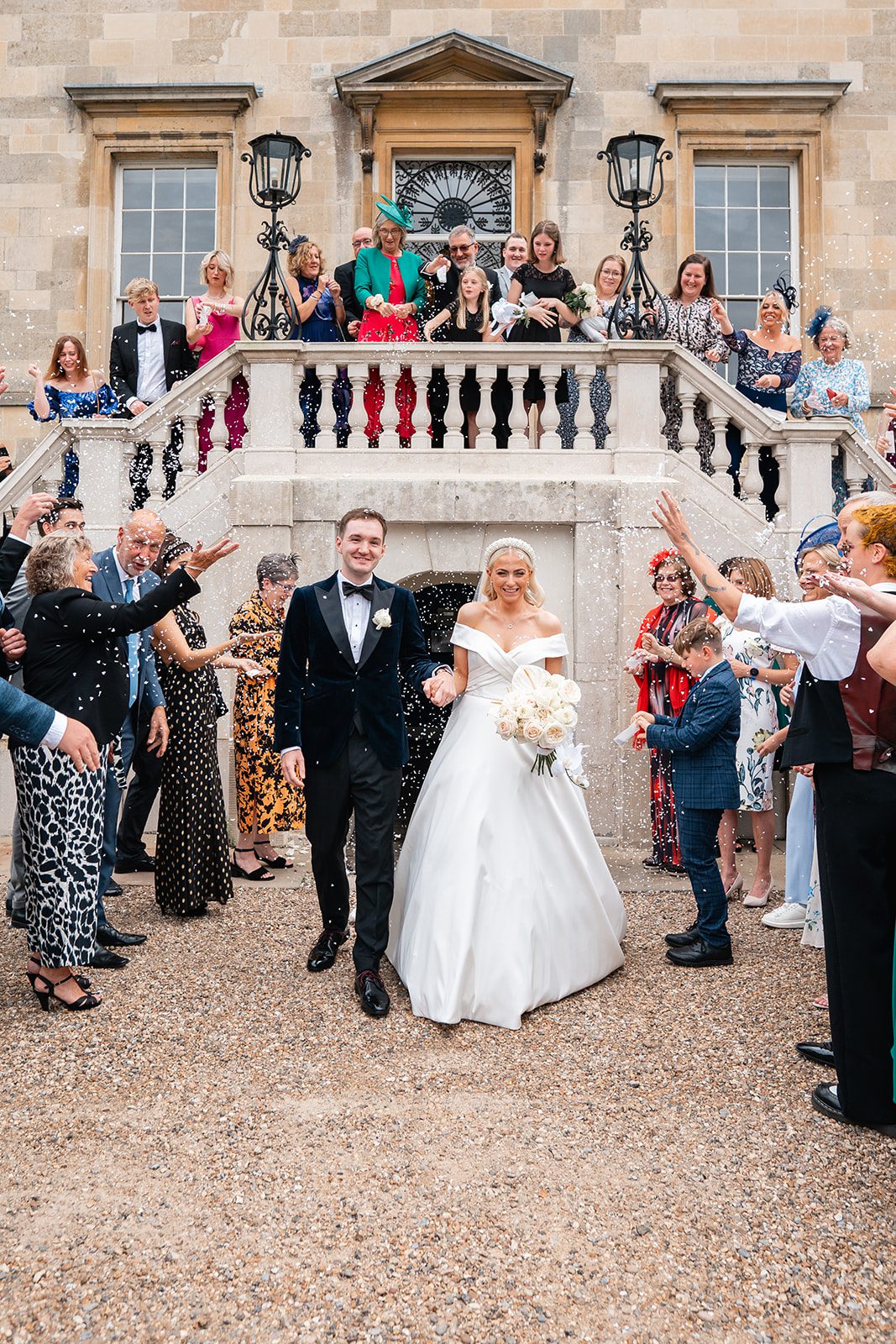 Summer wedding confetti shot near London