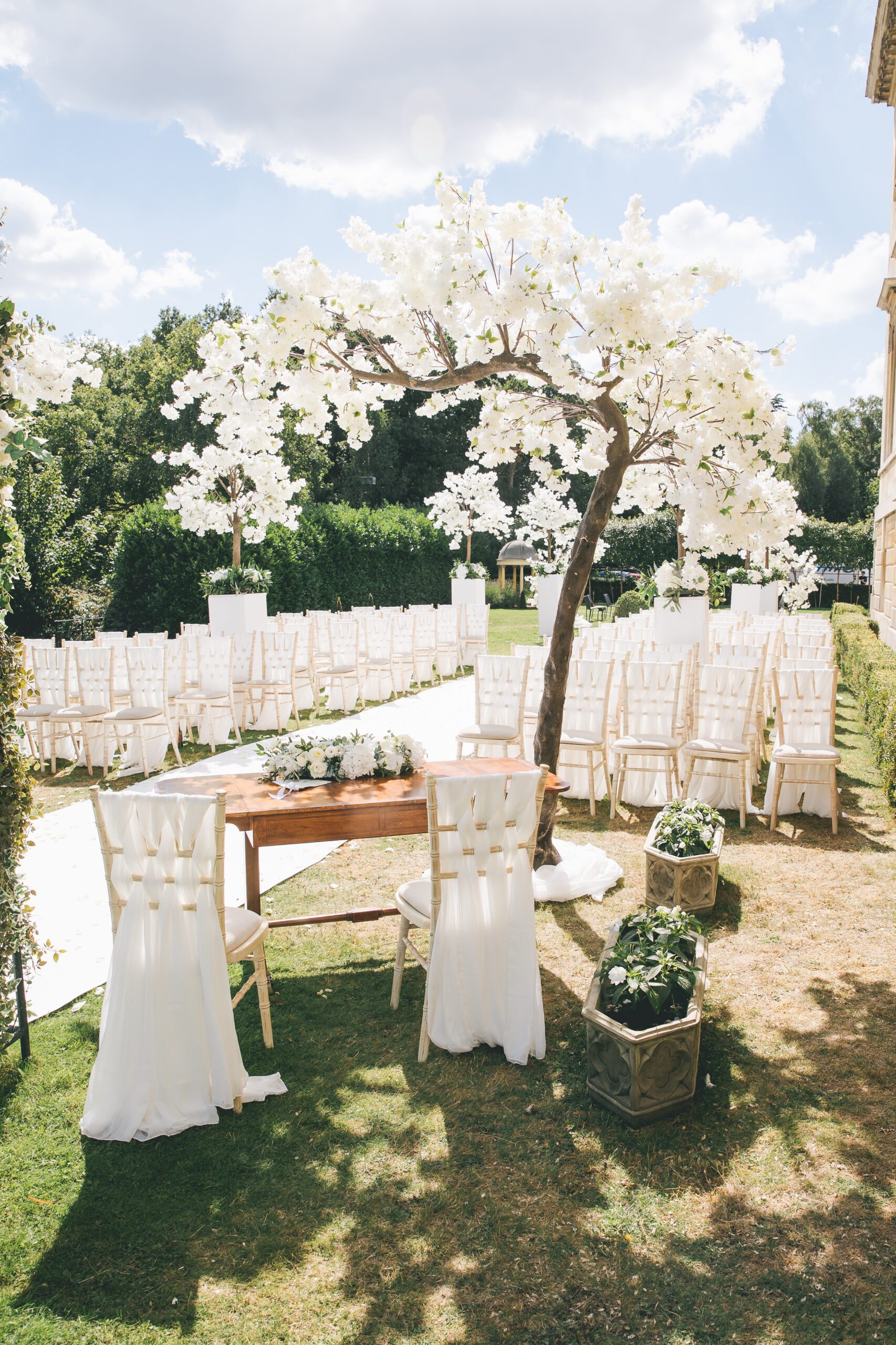 Outside ceremony at Botleys Mansion in Surrey