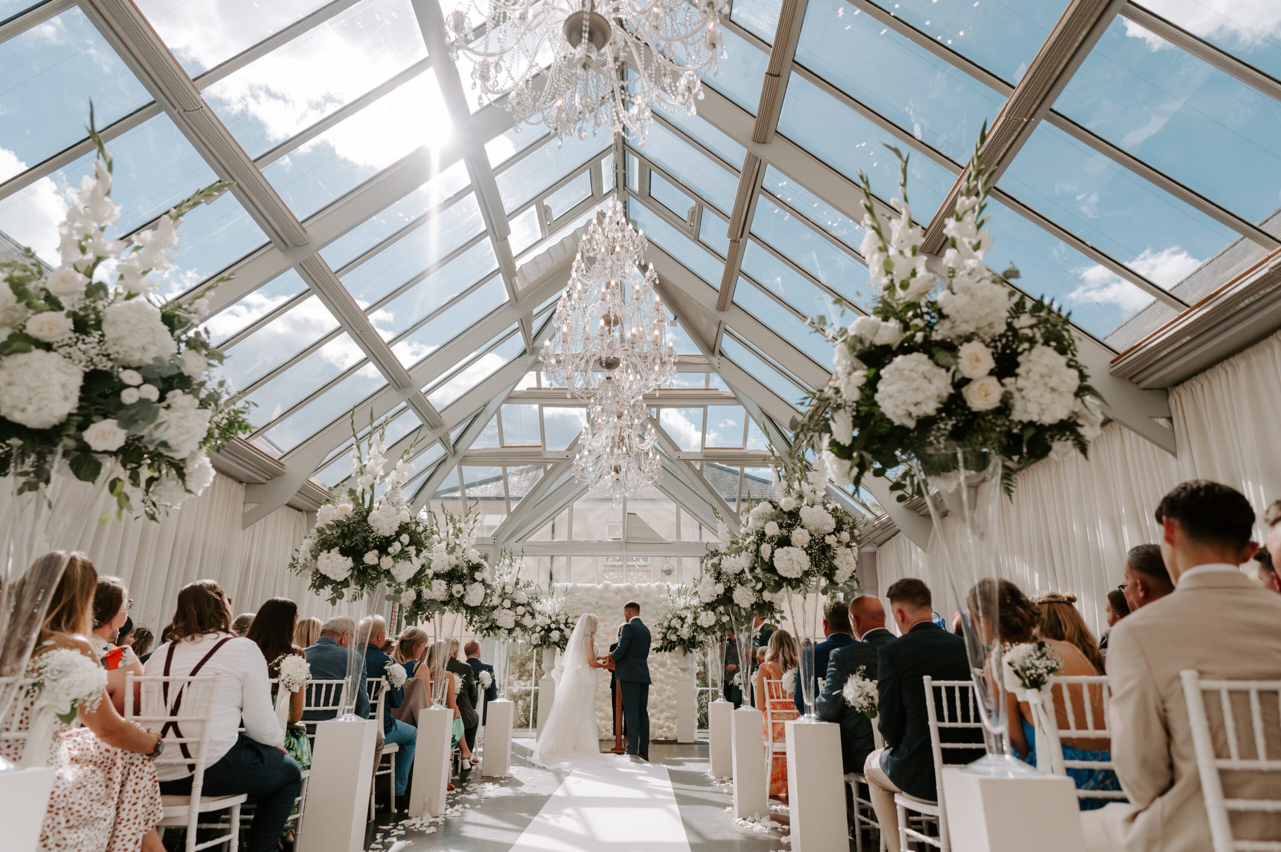 Wedding ceremony in the Atrium at Botleys Mansion near London