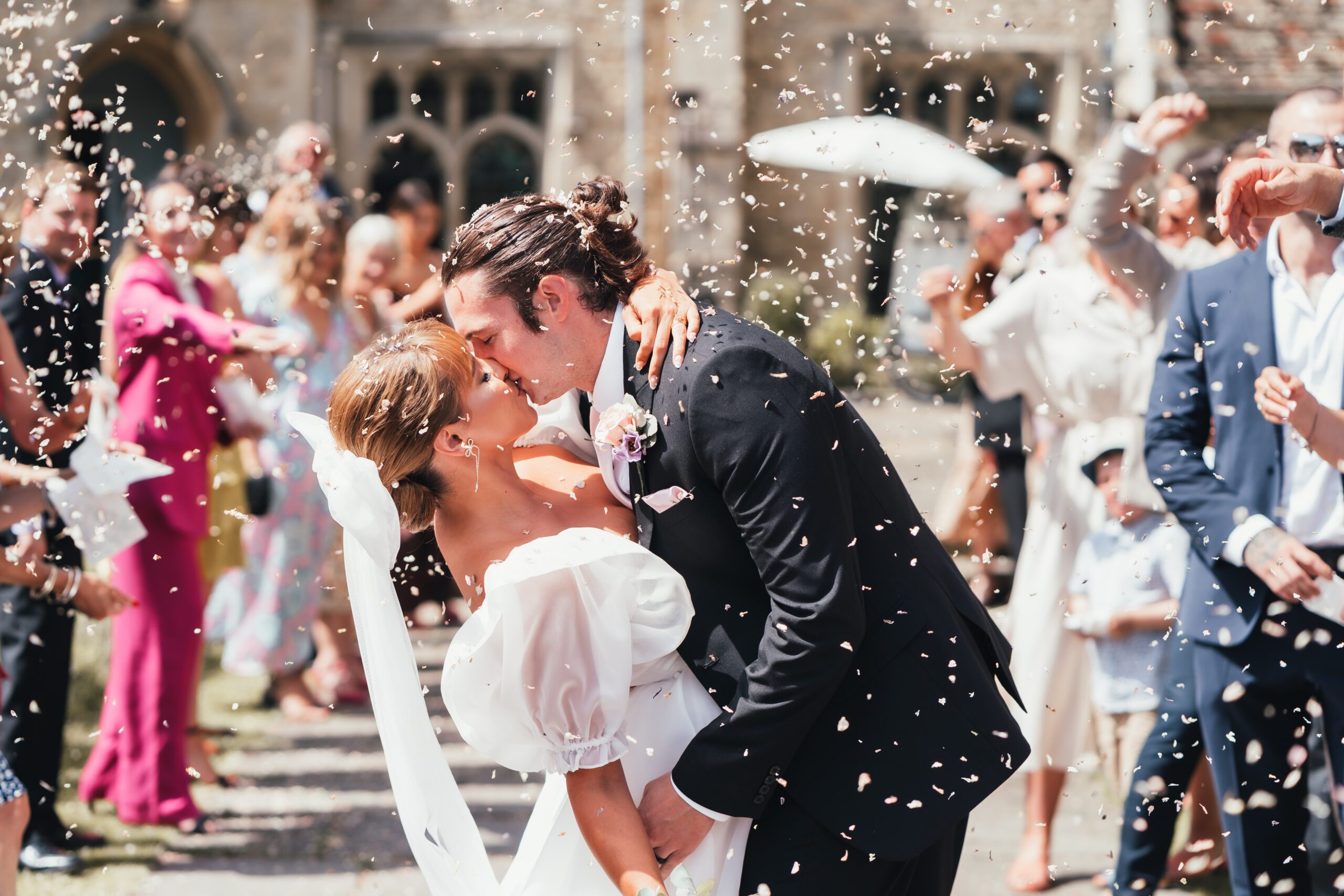 Confetti shot at Notley Abbey in Buckinghamshire