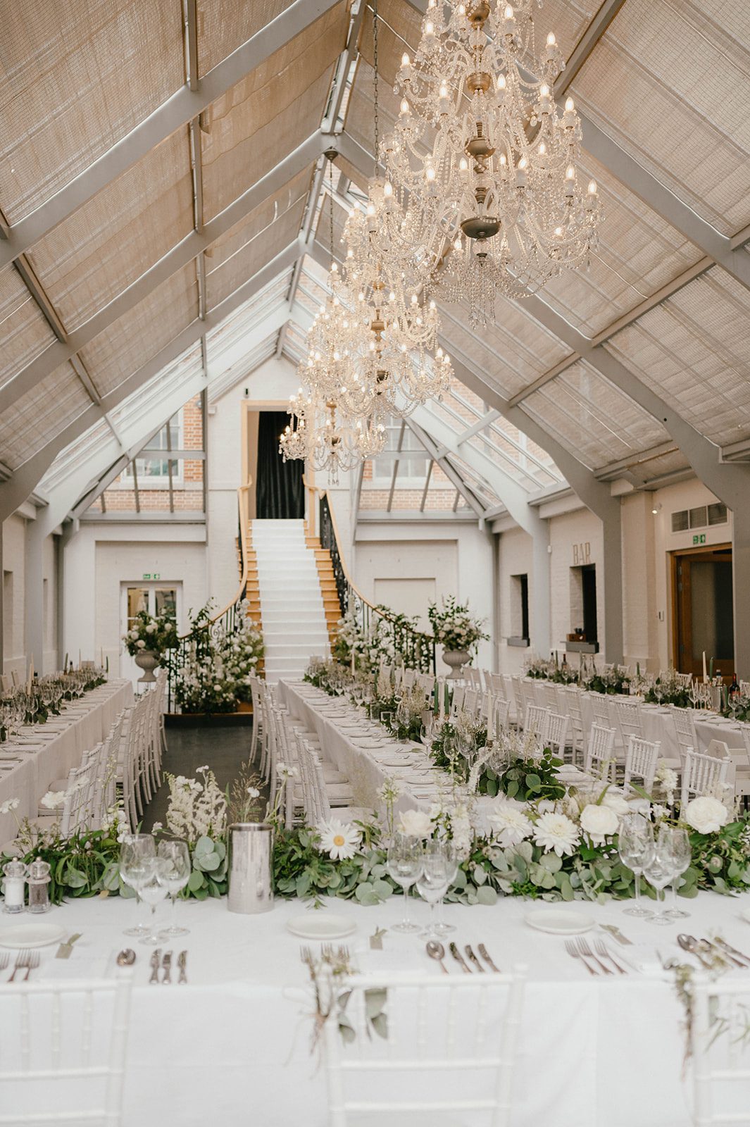 Wedding meal set up at Botleys Mansion near London